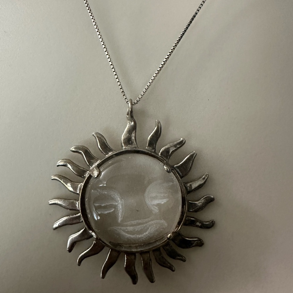 Radiant Silver Sunburst Pendant Necklace - Picture 7 of 7